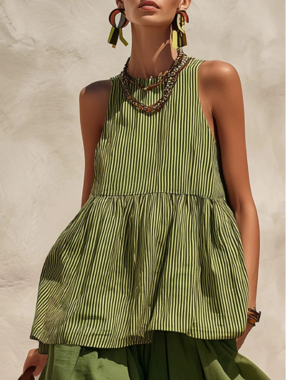 FOREVER 21Retro Striped Top and Color Block Wide Leg Pants